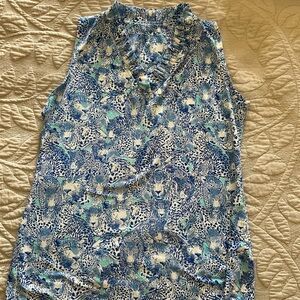 Blue Leopard Print Sleeveless Top